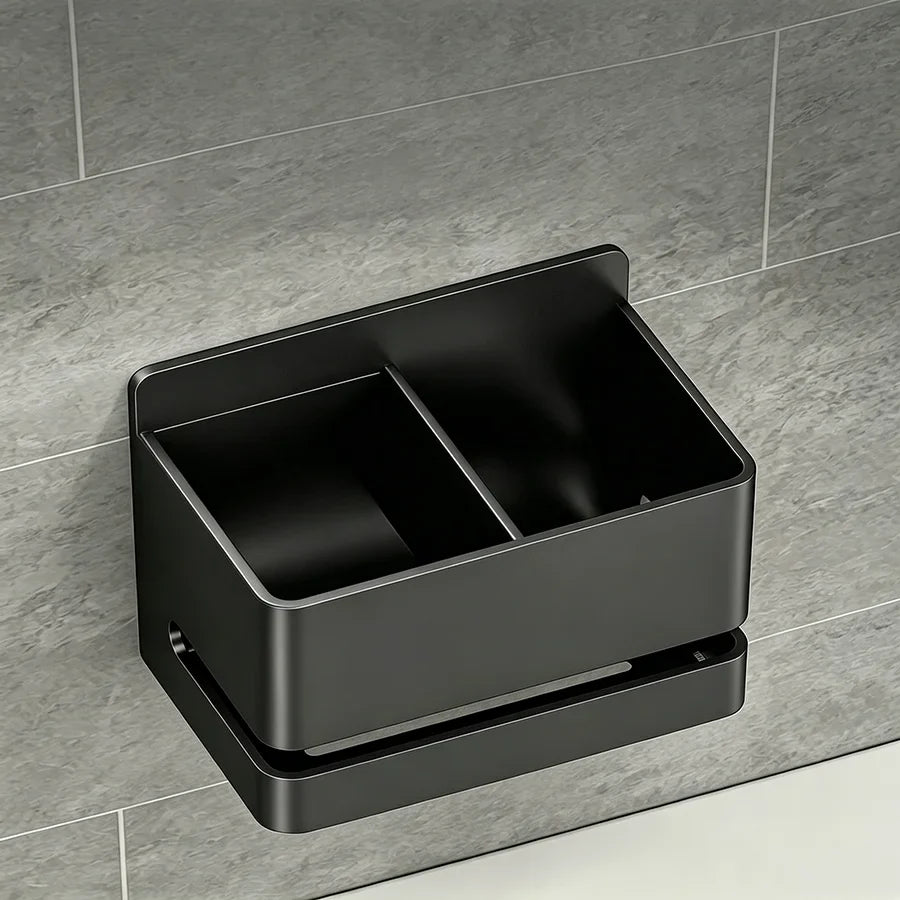 Portaoggetti da bagno da parete con due scomparti