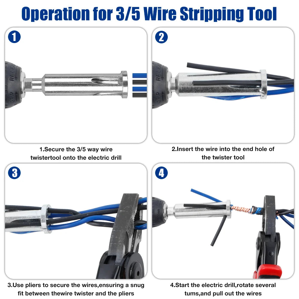 Three-Piece Drill Wire-Twisting and Stripping Kit