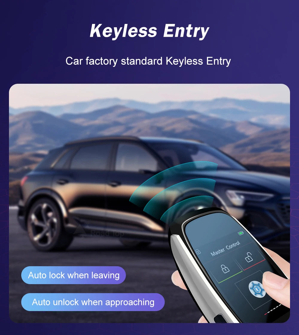 Rok 2024 Nový univerzálny LCD inteligentný kľúč APP prispôsobený motiv pre BMW/Audi auta LCD KEY, pohodlný vstup, auto zámok