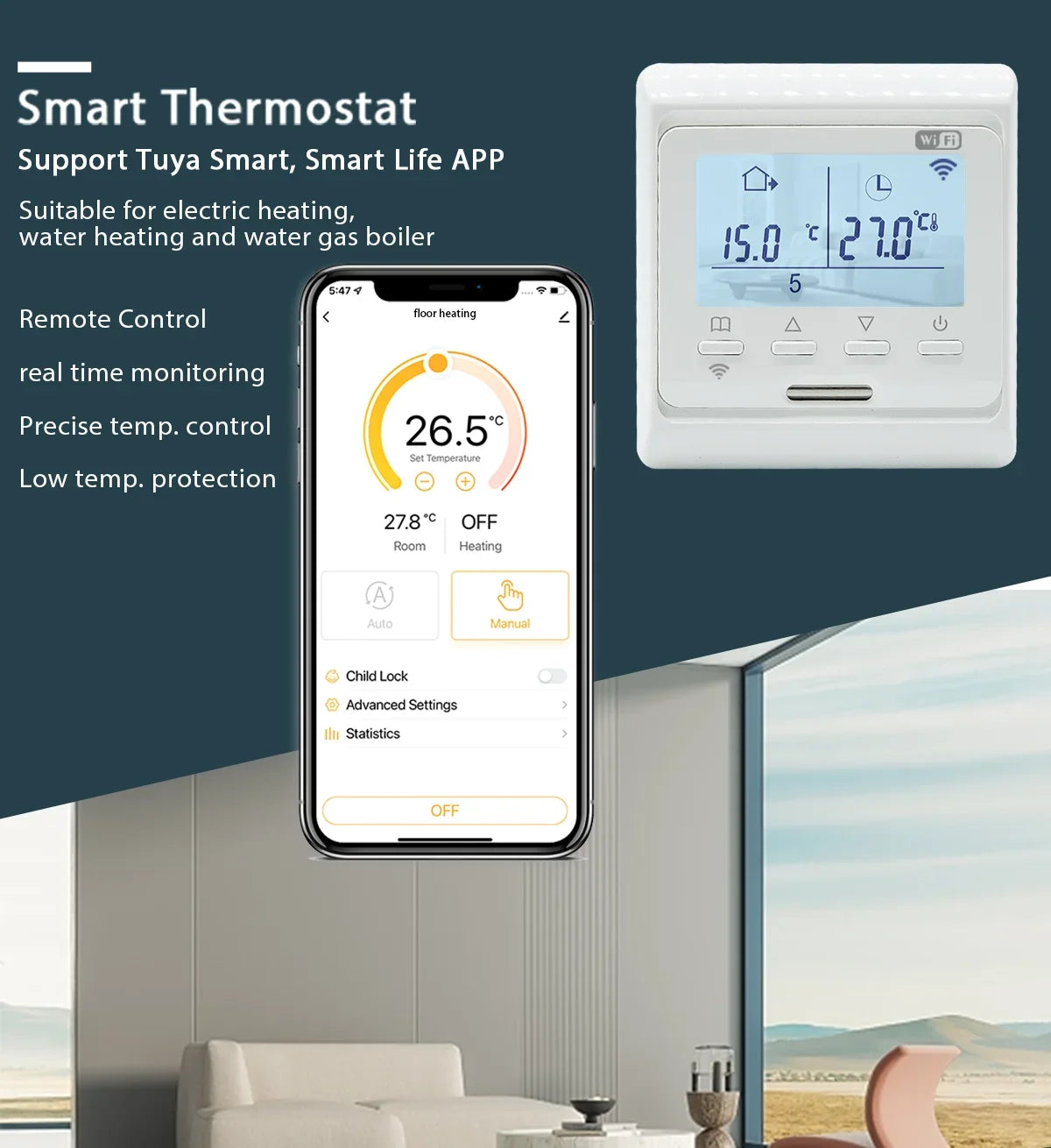 Heating Thermostat - Wi-Fi and Standard Options