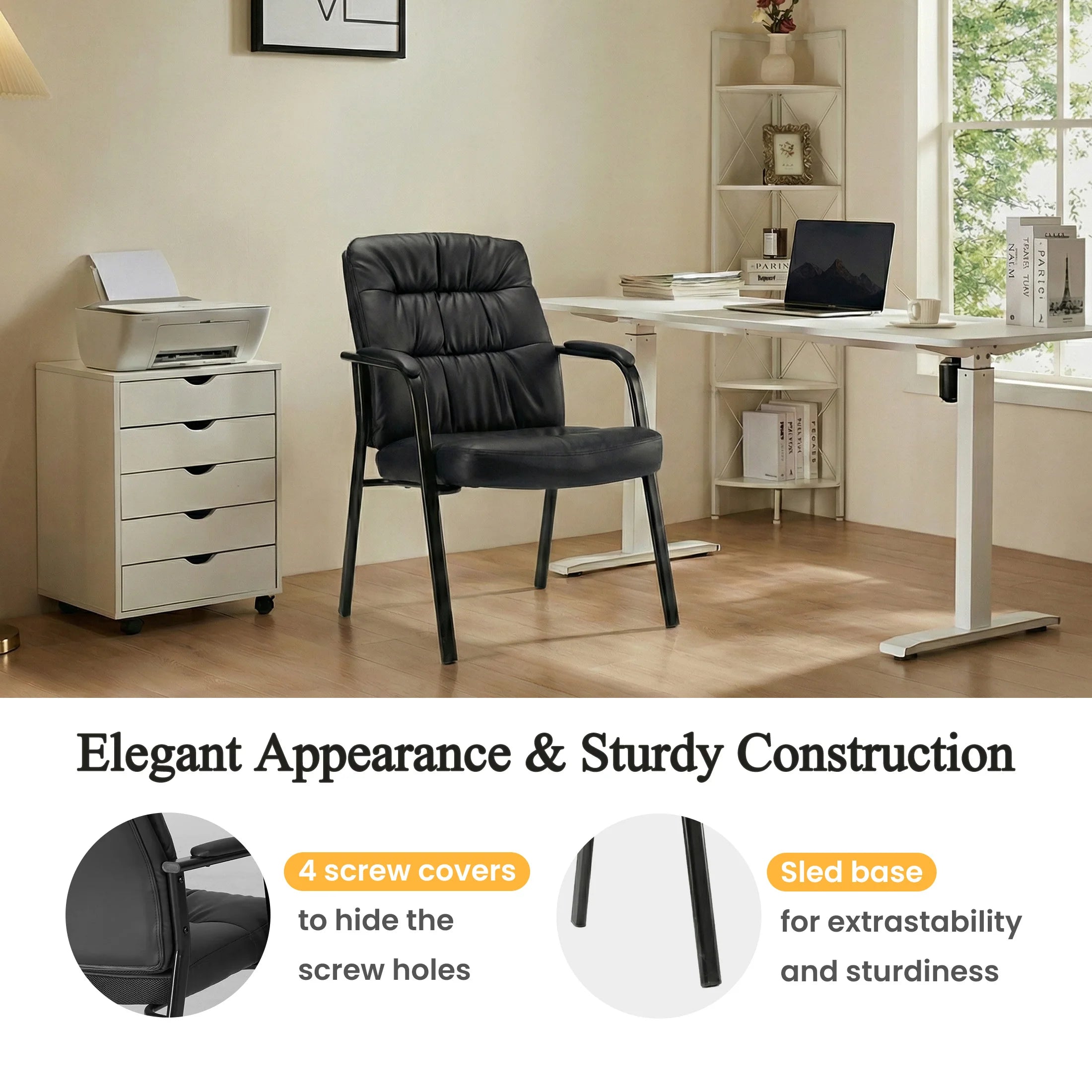 Ergonomic PU Leather Office Chair with Lumbar Support 500lb Capacity