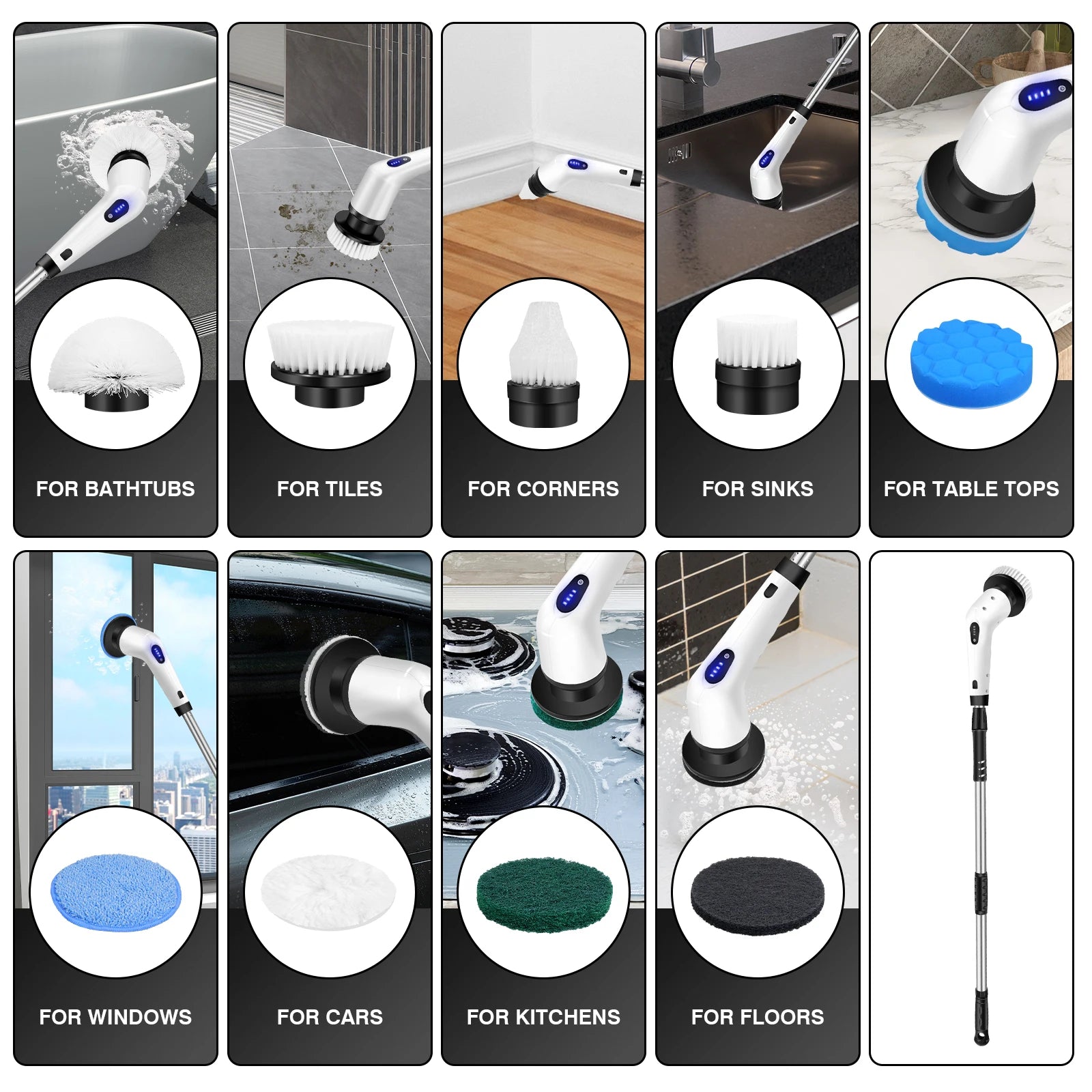 DayPlus Cordless Electric Cleaning Brush 10‑in‑1 Spin Scrubber