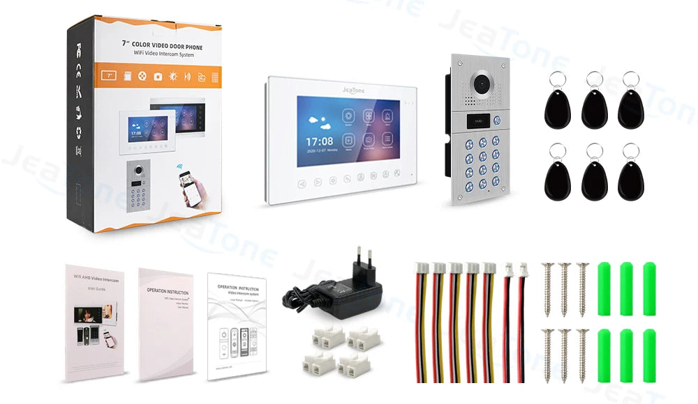 Jeatone 1080P Tuya WiFi Video Intercom RFID Code Keypad Doorbell Cam 7 Inch Home Security Video Door Phone Access Control System Spy-shop.com