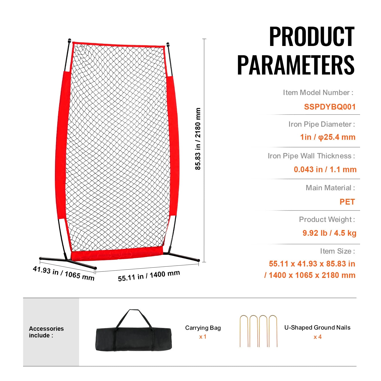 SucceBuy Baseball Screen for Batting CageBaseball & Softball Safety Screen Body Protector Portable Batting Screen Bag Red Black