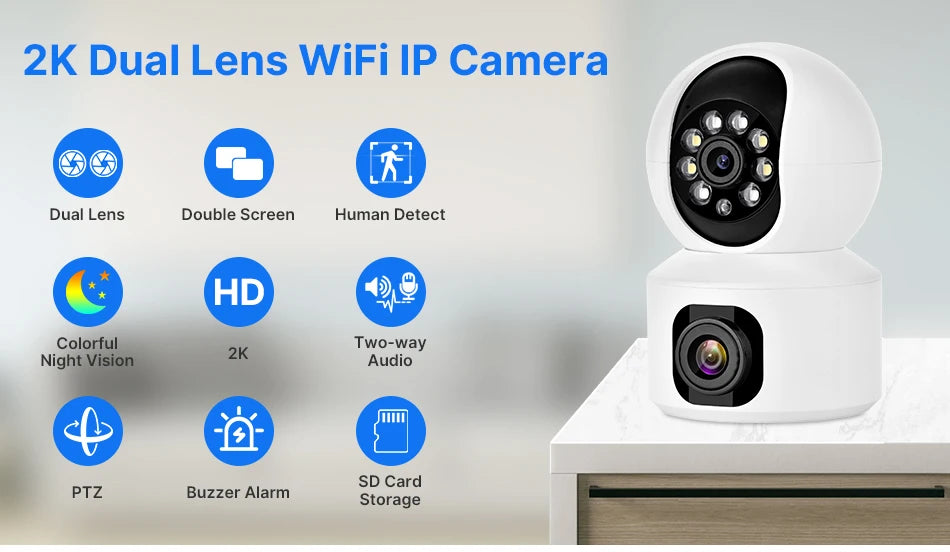 2K 4MP PTZ WiFi Security Camera with Two-Way Audio