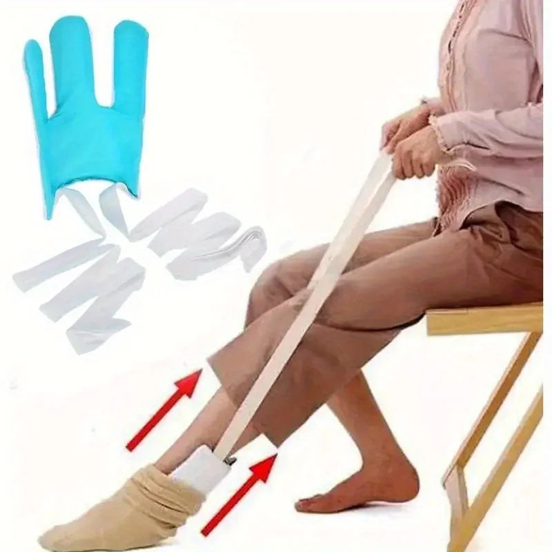 Nástroj na snadné nazouvání ponožek bez ohýbání - Odolná ergonomická rukojeť z ABS pro seniory, zdravotně postižené, těhotné ženy a diabetiky