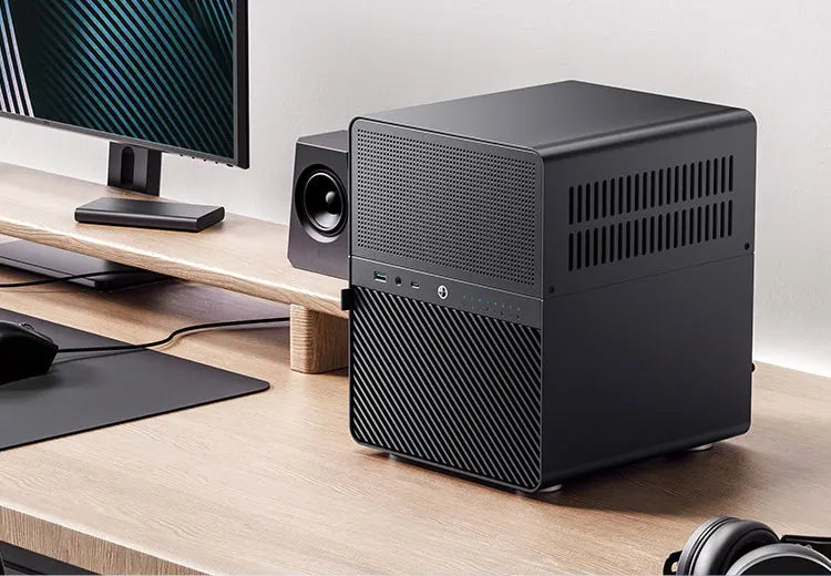 JONSBO N3 Mini NAS kabinet ITX Mini aluminium med stålplade, understøtter 130mm CPU-køler, to 100×25mm blæsere er standard