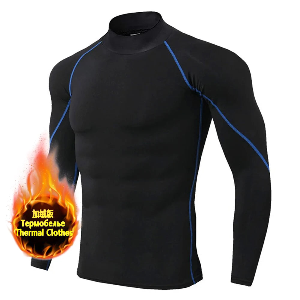 Winter Man Compression Shirt Cycling Clothing Warmth Shirt Warm Bottoming Shirt Men Compression T-Shirt Gym Sportswear 2024 New 