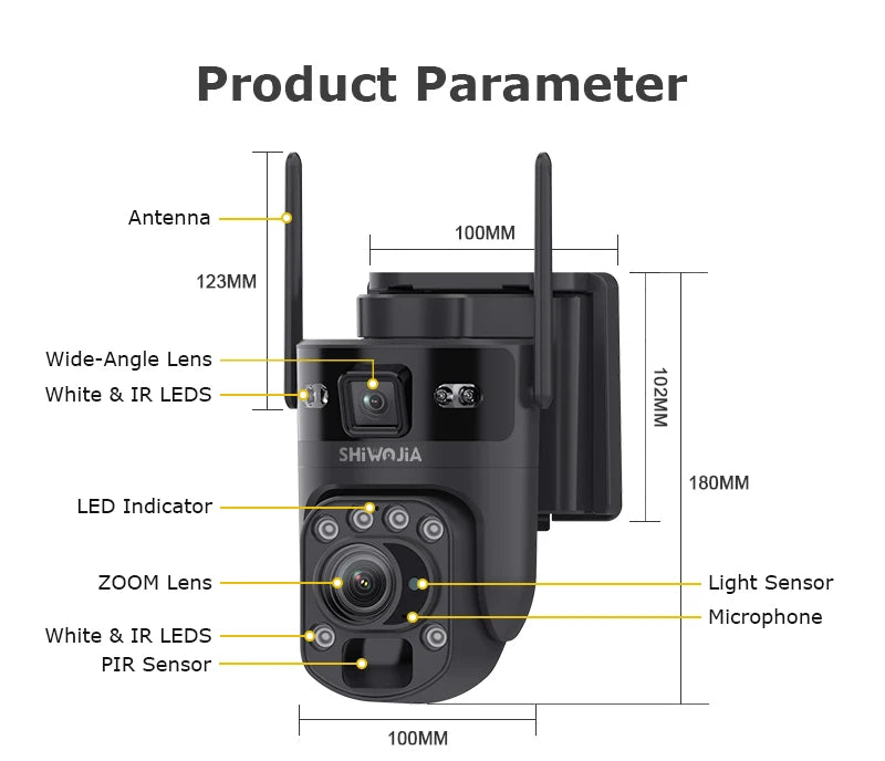 6K 12MP 4G/WiFi Solar Battery Security Camera 60X Zoom PTZ Outdoor