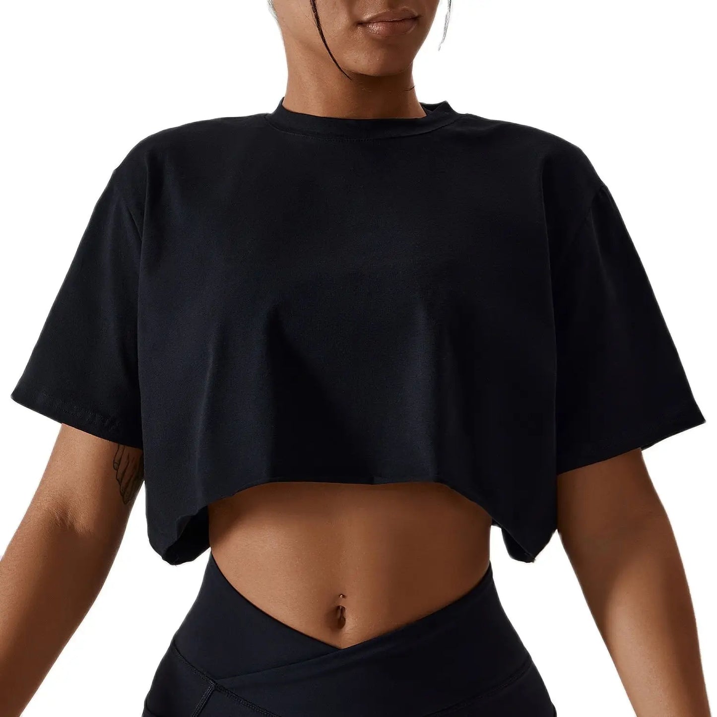 NCLAGEN T-shirt Casual in cotone da donna a maniche corte Danza Sport Abbigliamento da corsa Yoga Fitness Crop Top Camicie larghe da allenamento in palestra