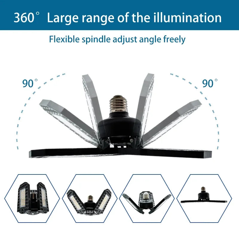 E27 LED Garage Light with 3 Adjustable Panels