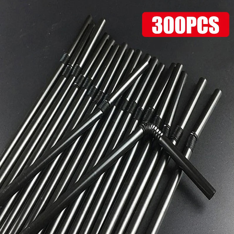 50-1000Pcs Drinking Straws Colorful & Black rietjes Flexible Wedding Party Supplies Drinking Straws Kitchen Wholesale 