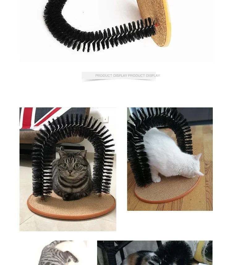Cat Toy Arch Self Groome Pamper Feline with A Massage Grooming Rubbing Brush with Scratching Pad Toy for Cats Interactive Toys 
