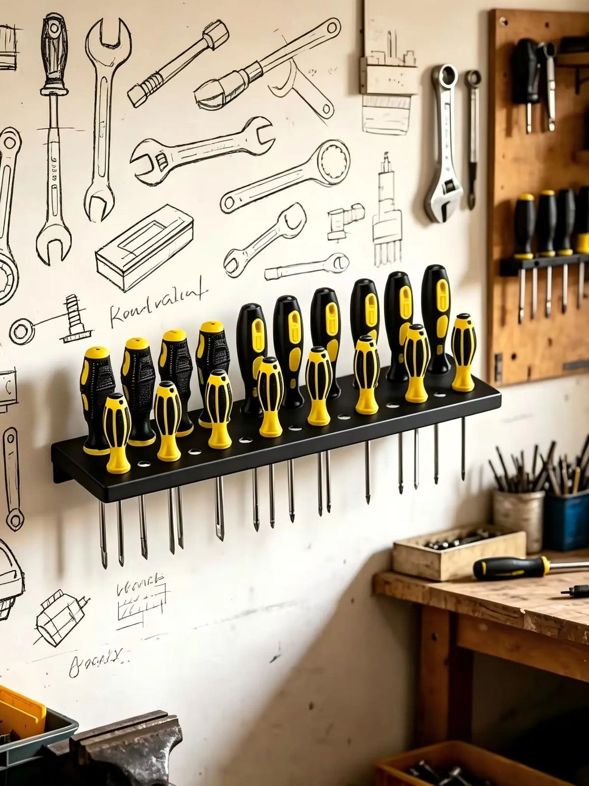 Wall-Mounted Screwdriver Storage Rack