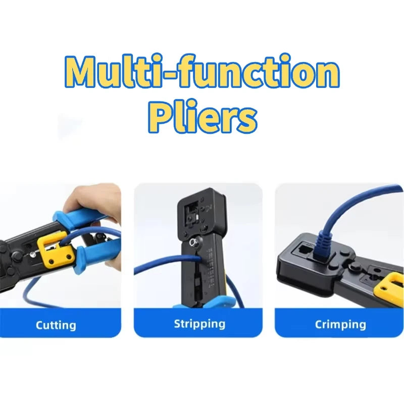 Ratcheting RJ45 and 6P Modular Cable Crimper