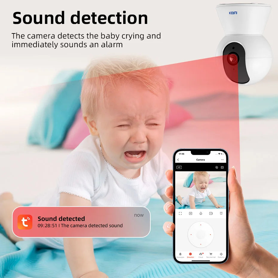 KERUI Mini Indoor Wireless 5MP Tuya Smart WiFi IP Camera Home Security CCTV Surveillance Camera With Auto Tracking Onvif 