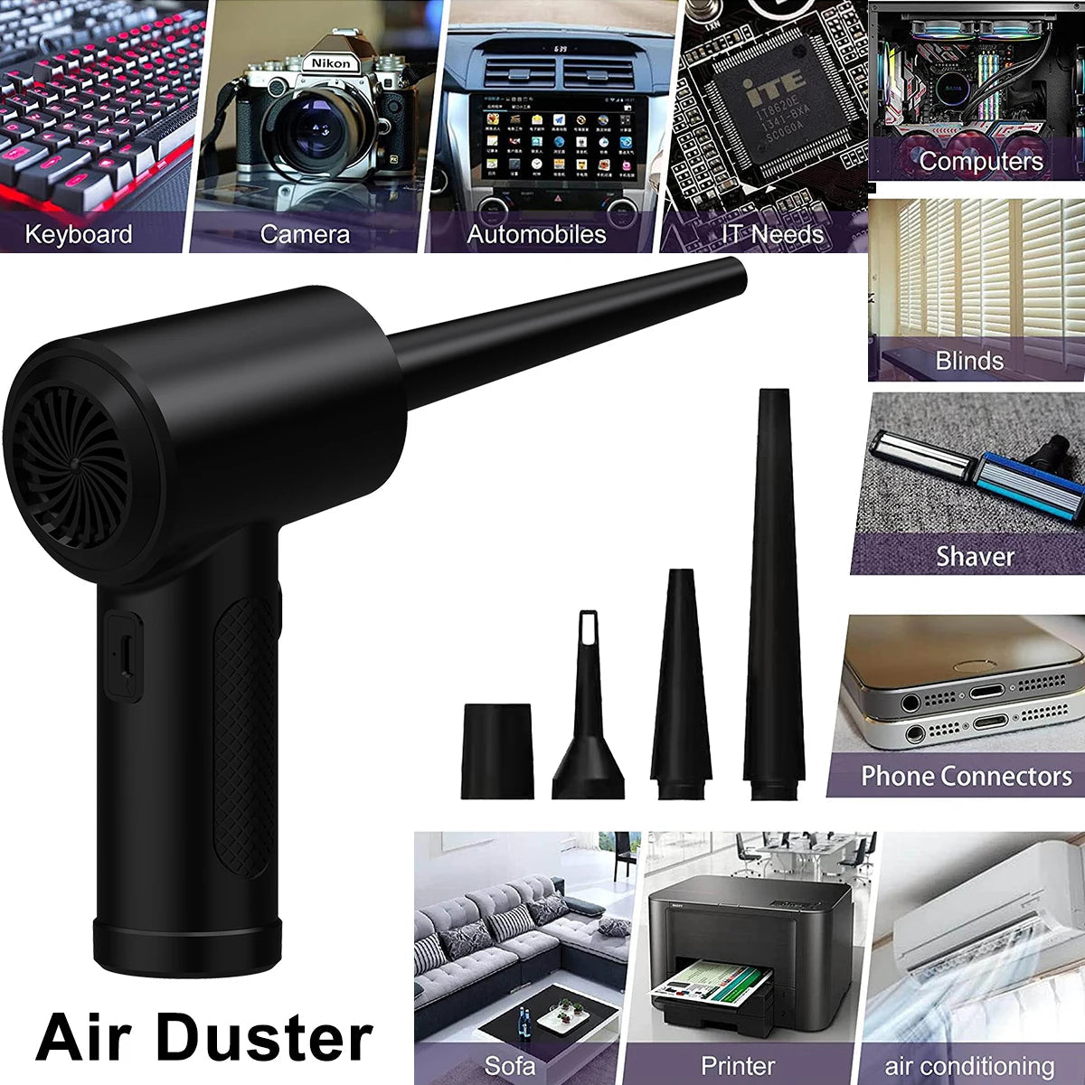 Protable Air Duster for Computer Cleaning 51000RPM Cordless Compressed Air Blower with LED Light for PC computers Keyboard Clean 