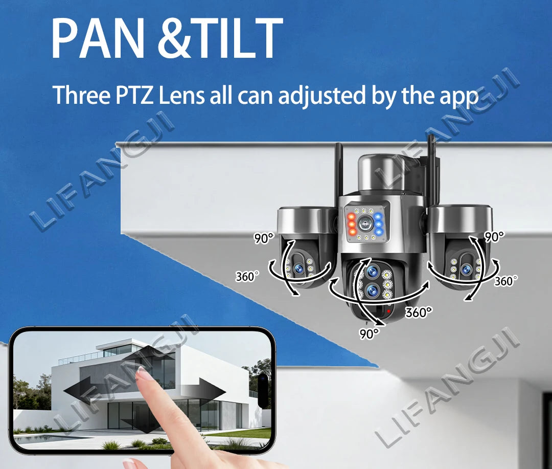 20MP 4-Lens 4G Solar Outdoor Security Camera with 10X Optical Zoom, 3 PTZ and Auto Tracking