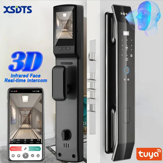 Tuya 3D Face Real-time Intercom Smart Door Lock Security Camera Intelligent Fingerprint Password Biometric Electronic Key Unlock Spy-shop.com