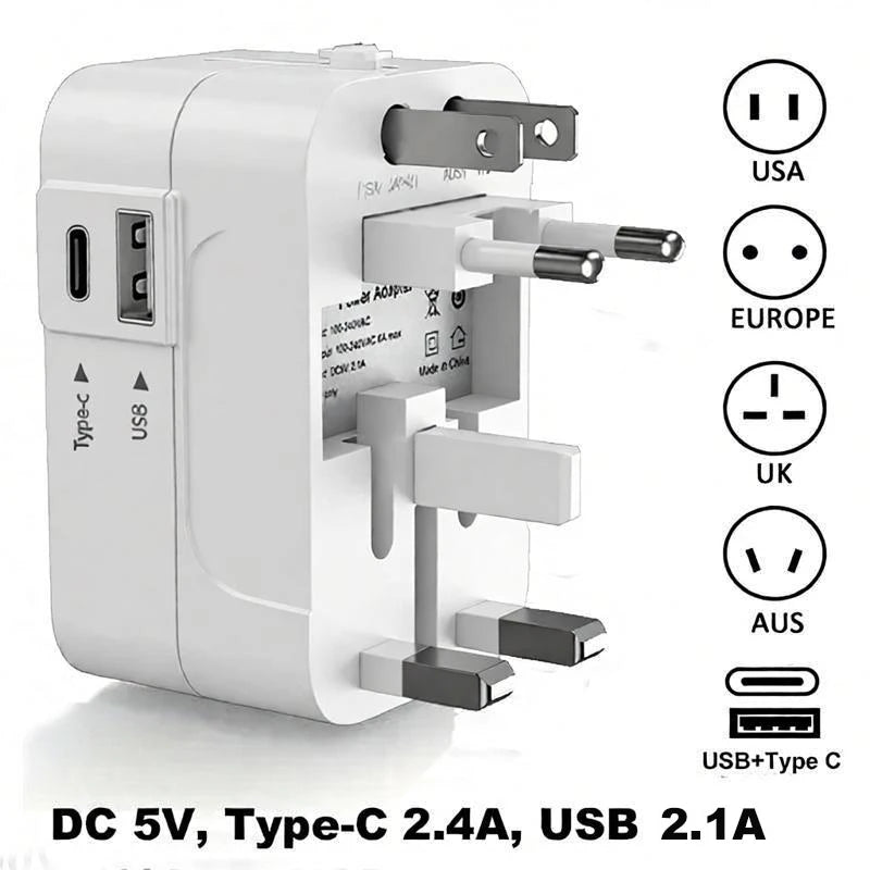 HHT202 Travel Plug Adapter with USB Ports