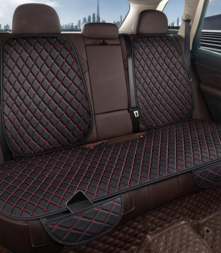 SEAMETAL Premium Car Seat Cushion Luxury Leather Anti Slip Seat Cover Breathable Anti Scratch Car Seat Protector for Sedan Suv