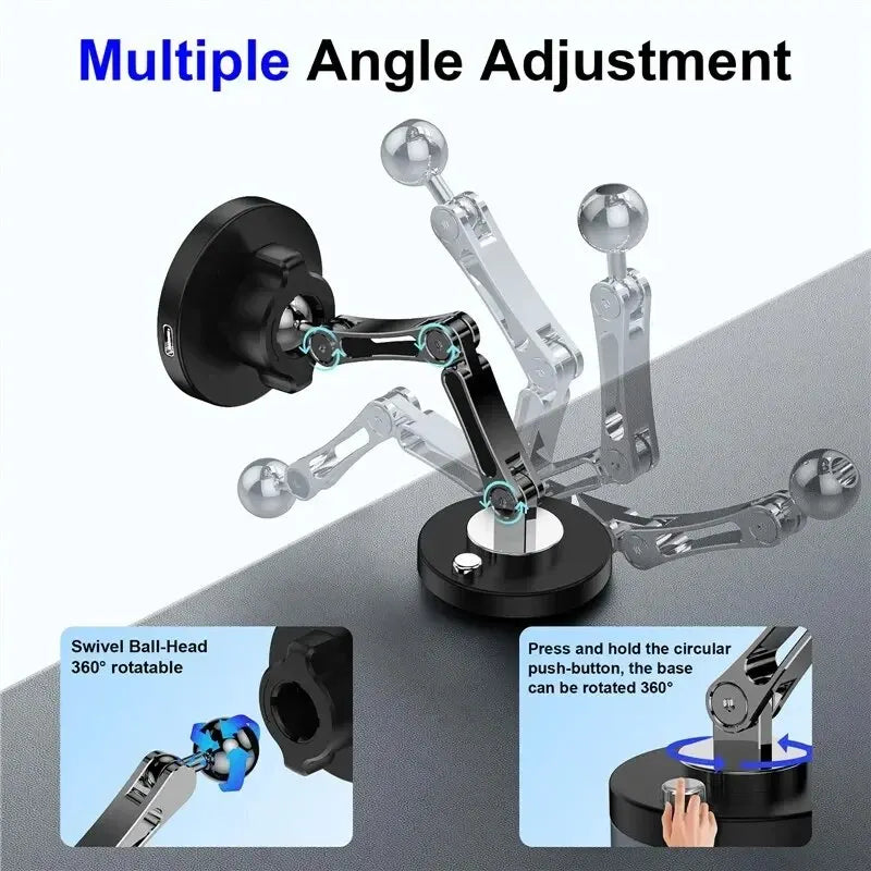 Magnetic Car Phone Mount for iPhone 12–15, Charging Options