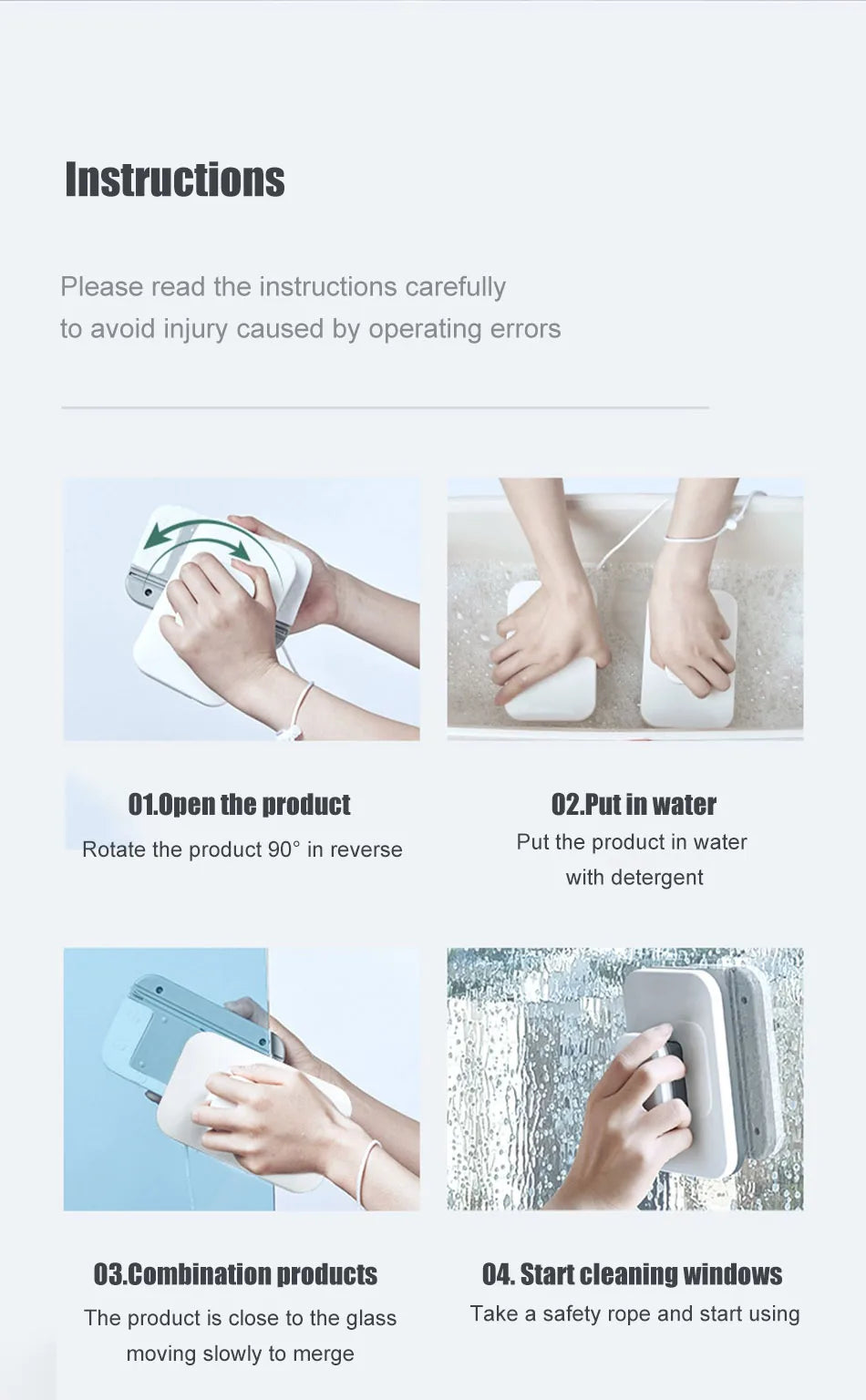Magnetic Double-Sided Window Cleaner for Glass