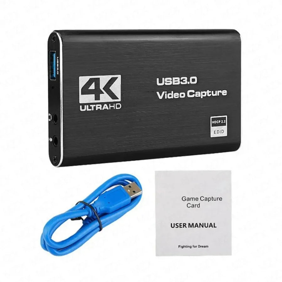 Carte de capture vidéo USB 3.0 4K Carte HDMI compatible 1080P Enregistreur vidéo HD Grabber pour PC PS4 OBS Enregistrement de jeu Micro