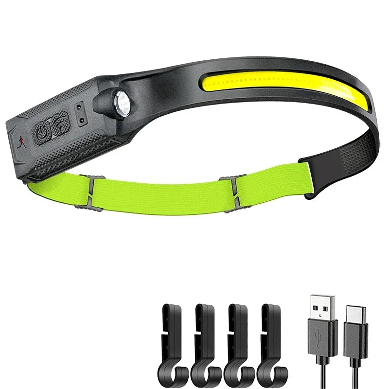 Rechargeable Headlamp with COB and Spotlight
