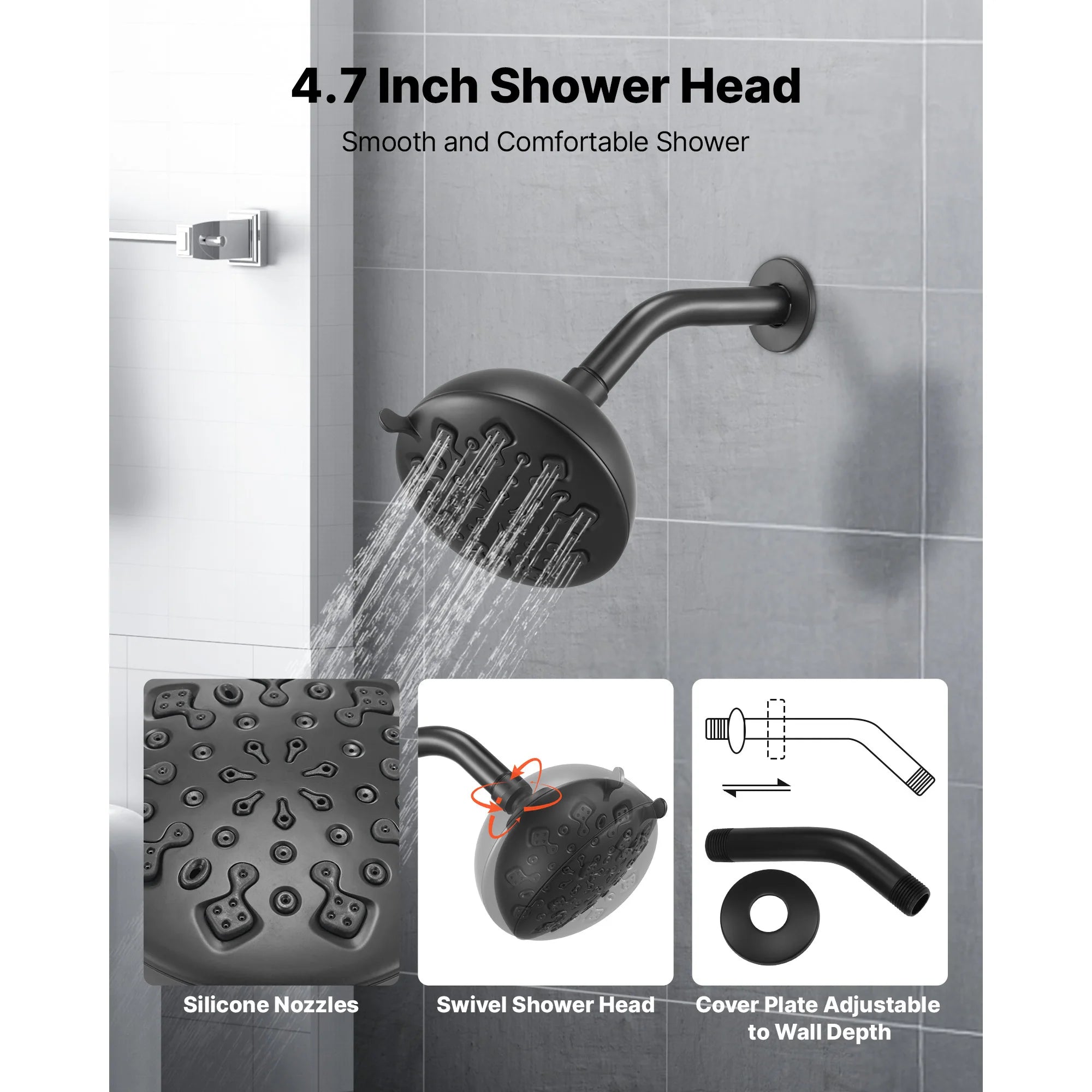 Tub & Shower Faucet Set with Rainfall Head and Pressure Balance Valve