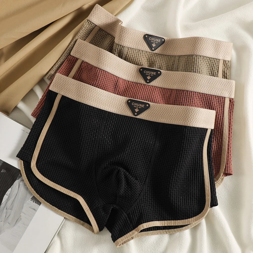 Calzoncillos bóxer de malla elástica para hombre, paquete de 3