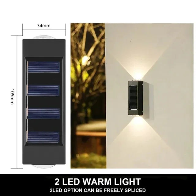 Solar Wall Light, IP65, 6 or 10 LED, White or Warm
