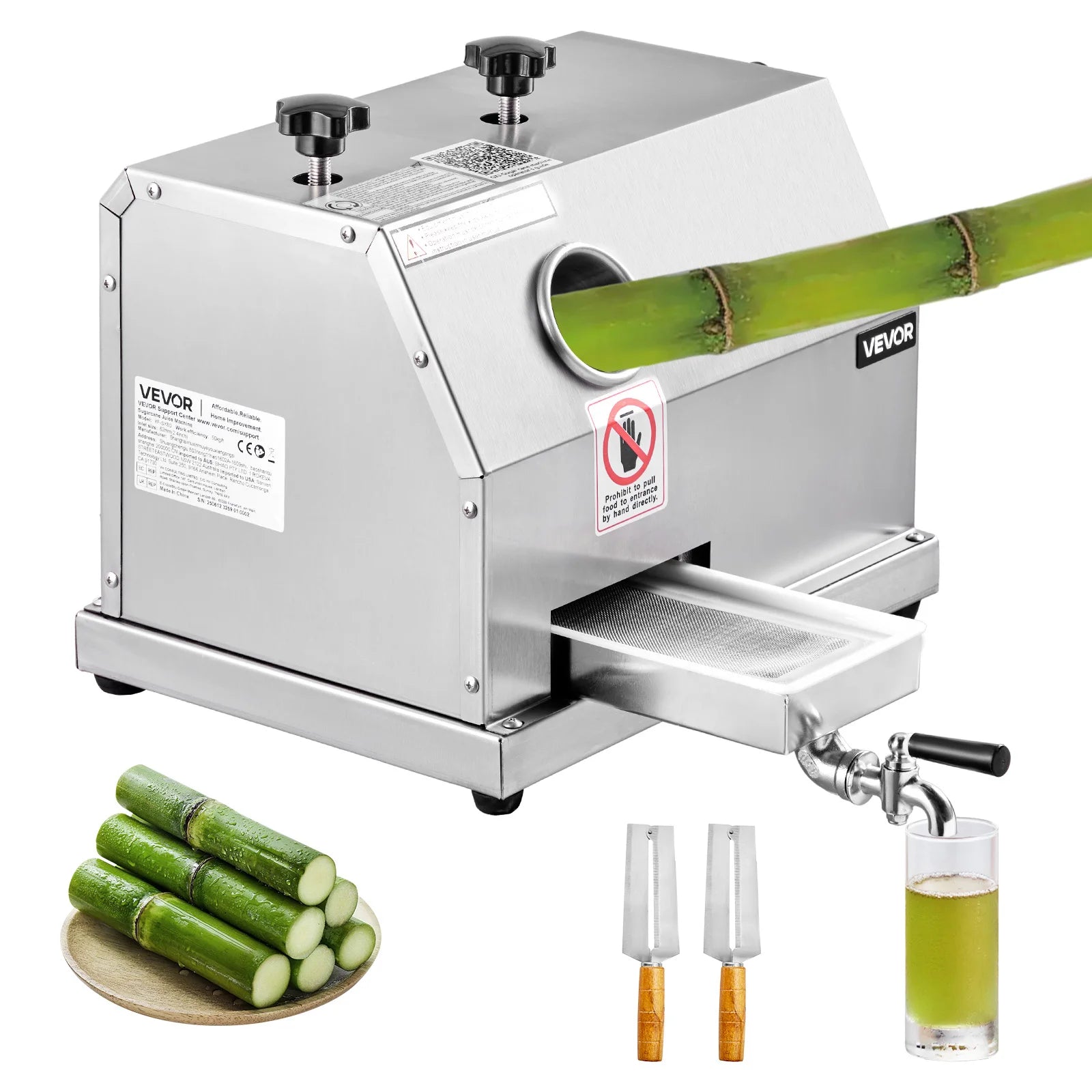 Commercial Sugar Cane Juicer 110LBS/H Manual 3-Roller Press