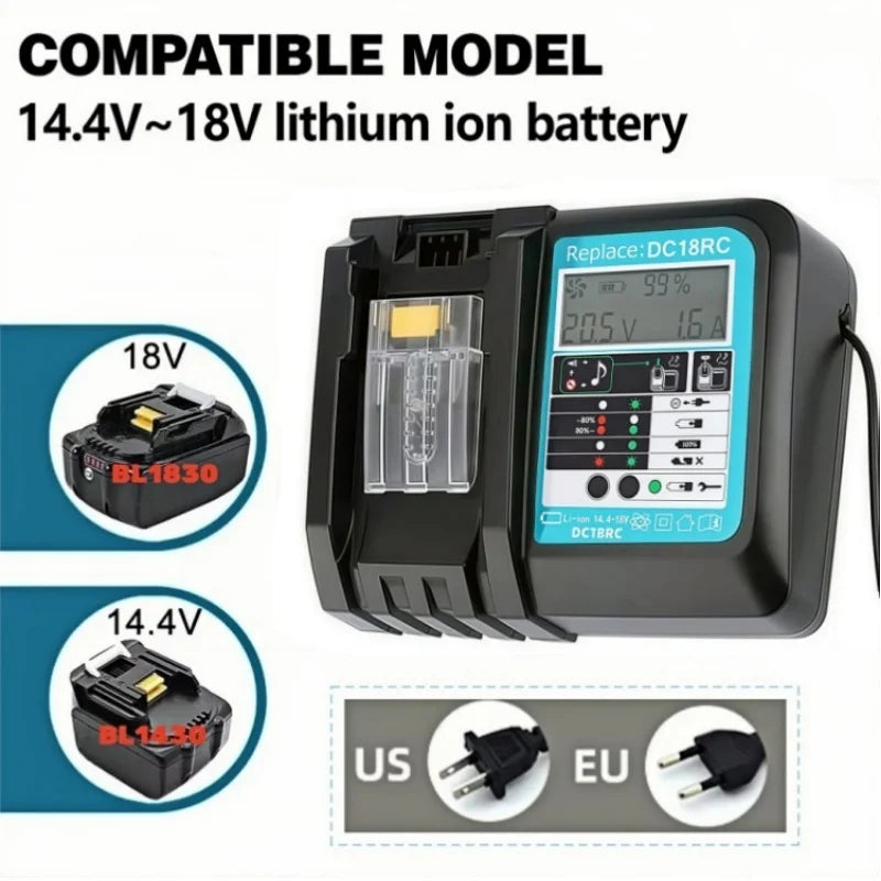 DC18RC Li-ion Battery 3A Charger for Makita 18V 14.4V BL1860B,BL1850B,BL1840,BL1830,BL1820,BL1415,BL1440 Power tool Charger 