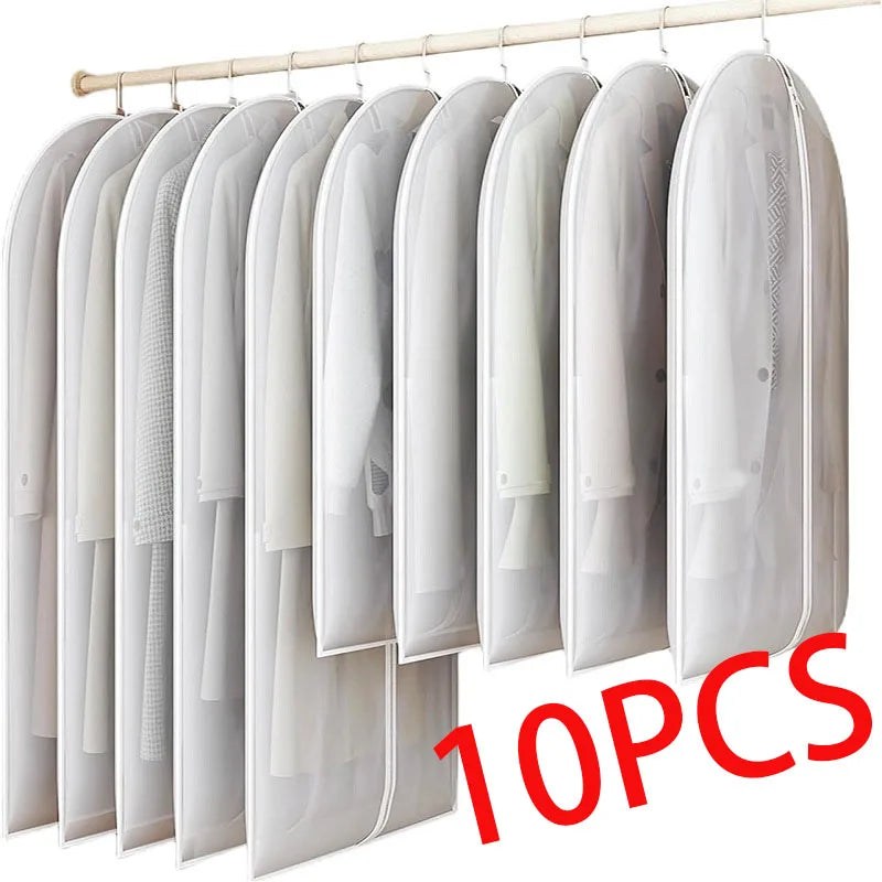 Clothes Hanging Dust Cover Wedding Dress Cover Suit Coat Storage Bag Transparent Fully Enclosed Clothes Cover With Zipper 