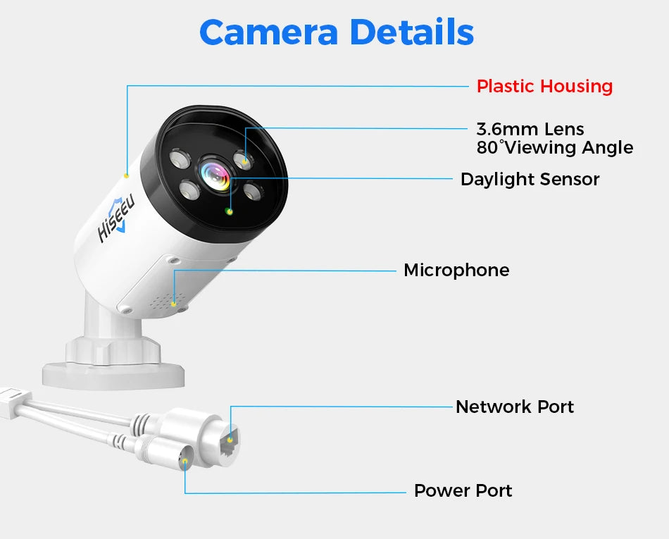 3MP POE IP Camera with Audio, Night Vision, ONVIF