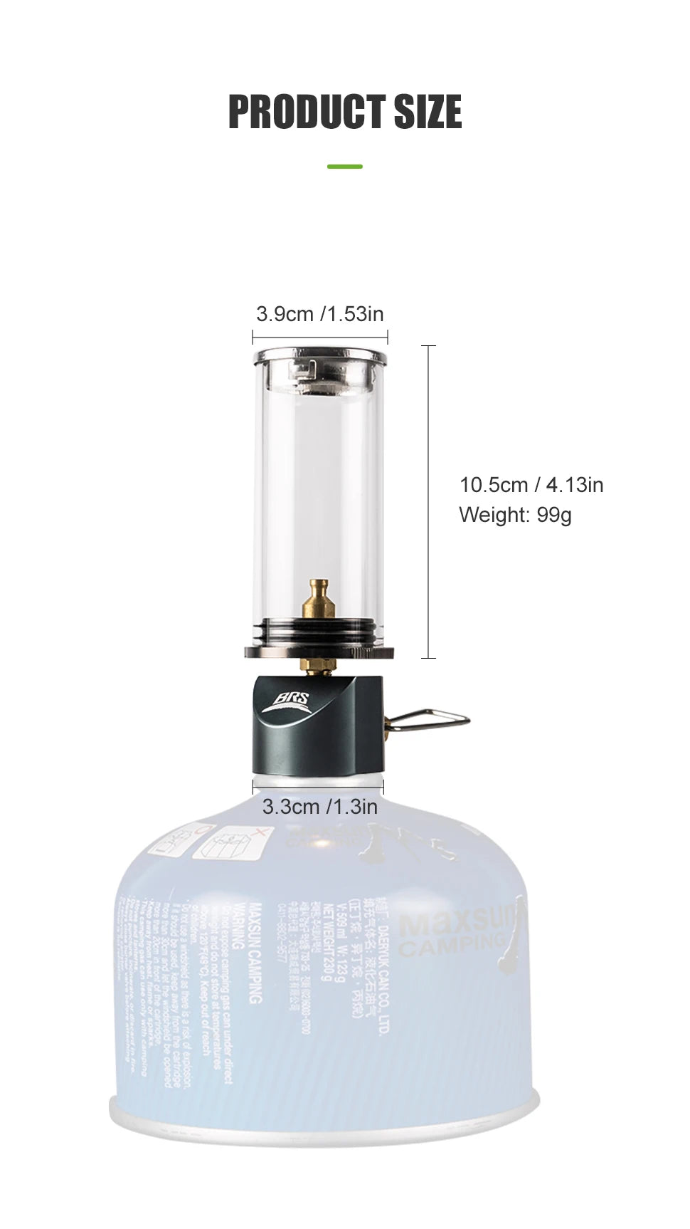 BRS-55 Windproof Gas Camping Lantern, 100g Mini Tent Light