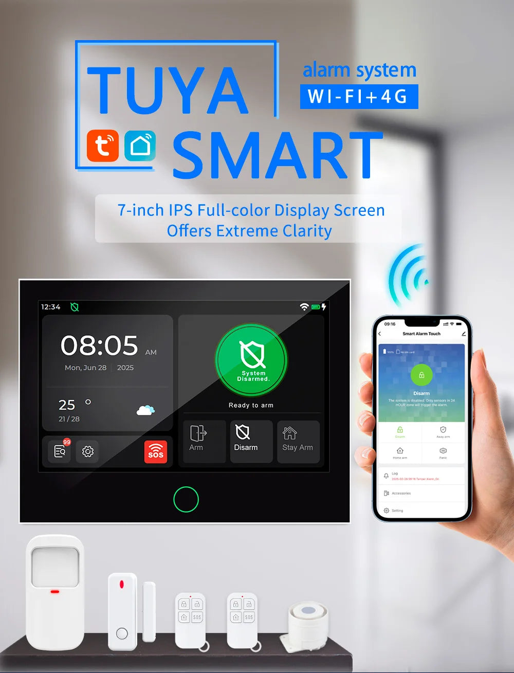 Entregas Rápidas KERUI Tuya WiFi+4G Sistema de Alarma para Hogar con 7 pulgadas Pantalla Táctil desde Almacén de ES Protección de Alarma