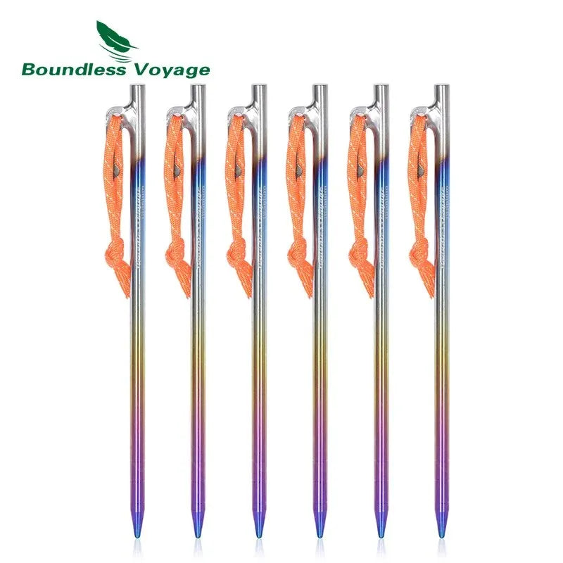 6pcs Heavy Duty Titanium Alloy Tent Stakes Pegs