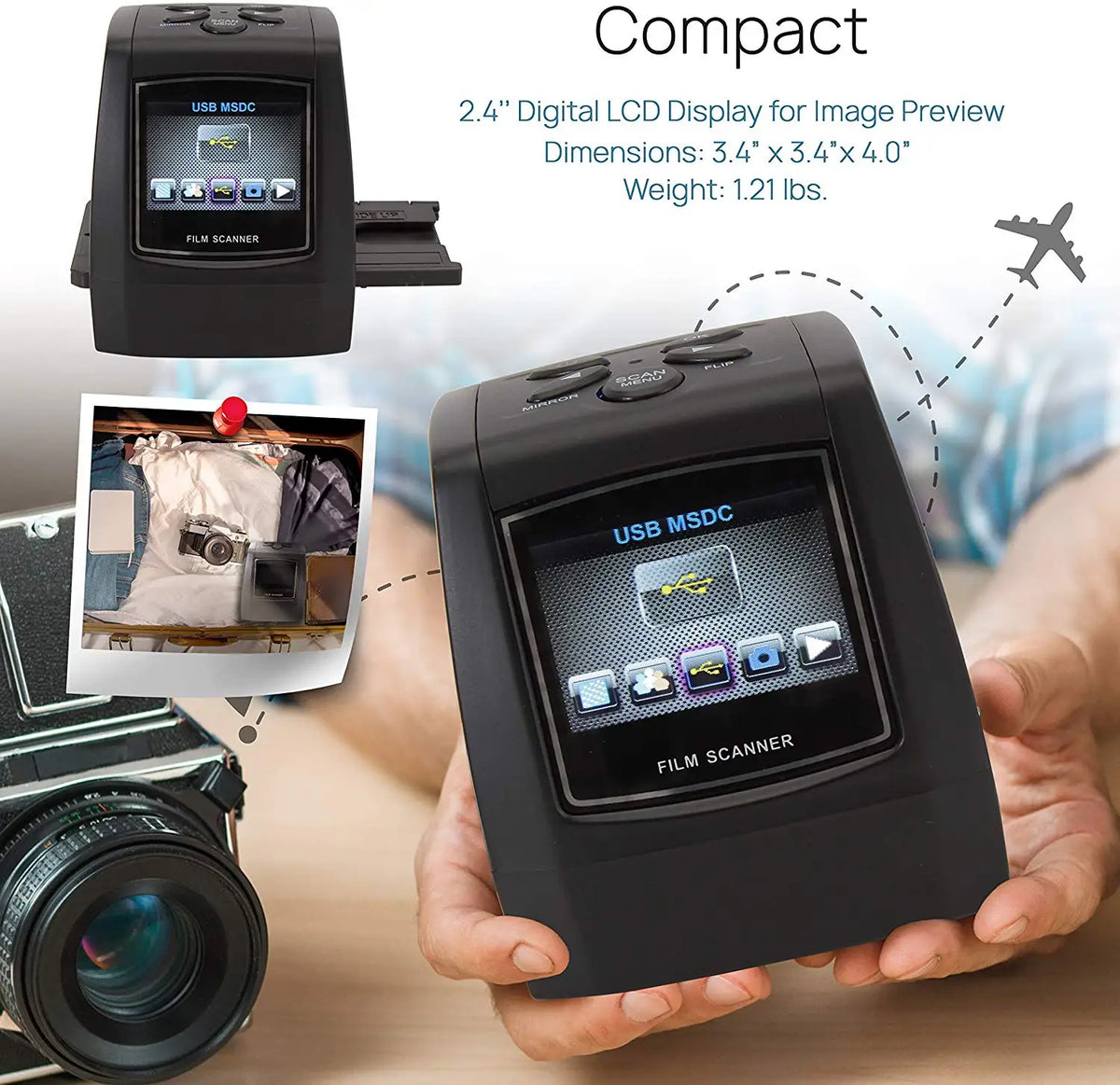 Scanner per film e diapositive da 35 mm con anteprima LCD