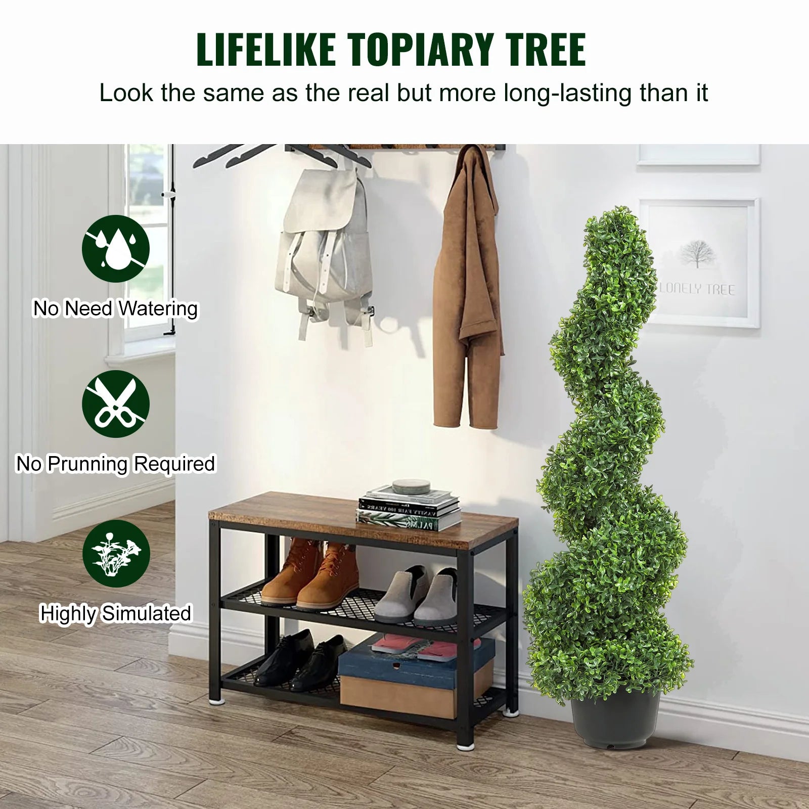 SucceBuy 1/2 peças Topário espiral de Buxus Artificial Boxwood Torre de Topo Alto 24/36/48 polegadas Decorativas Plantas Verdes Árvore de Plástico PE