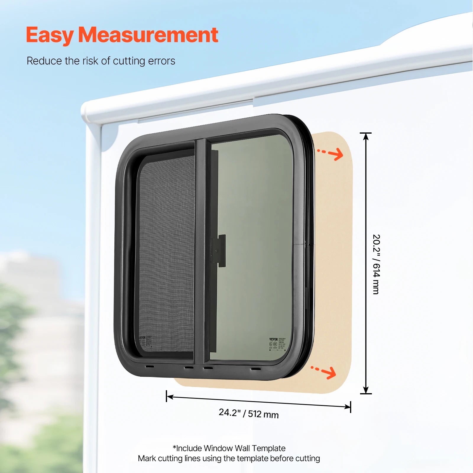 Tinted RV Sliding Window with Screen & Lock for Camper Trailer