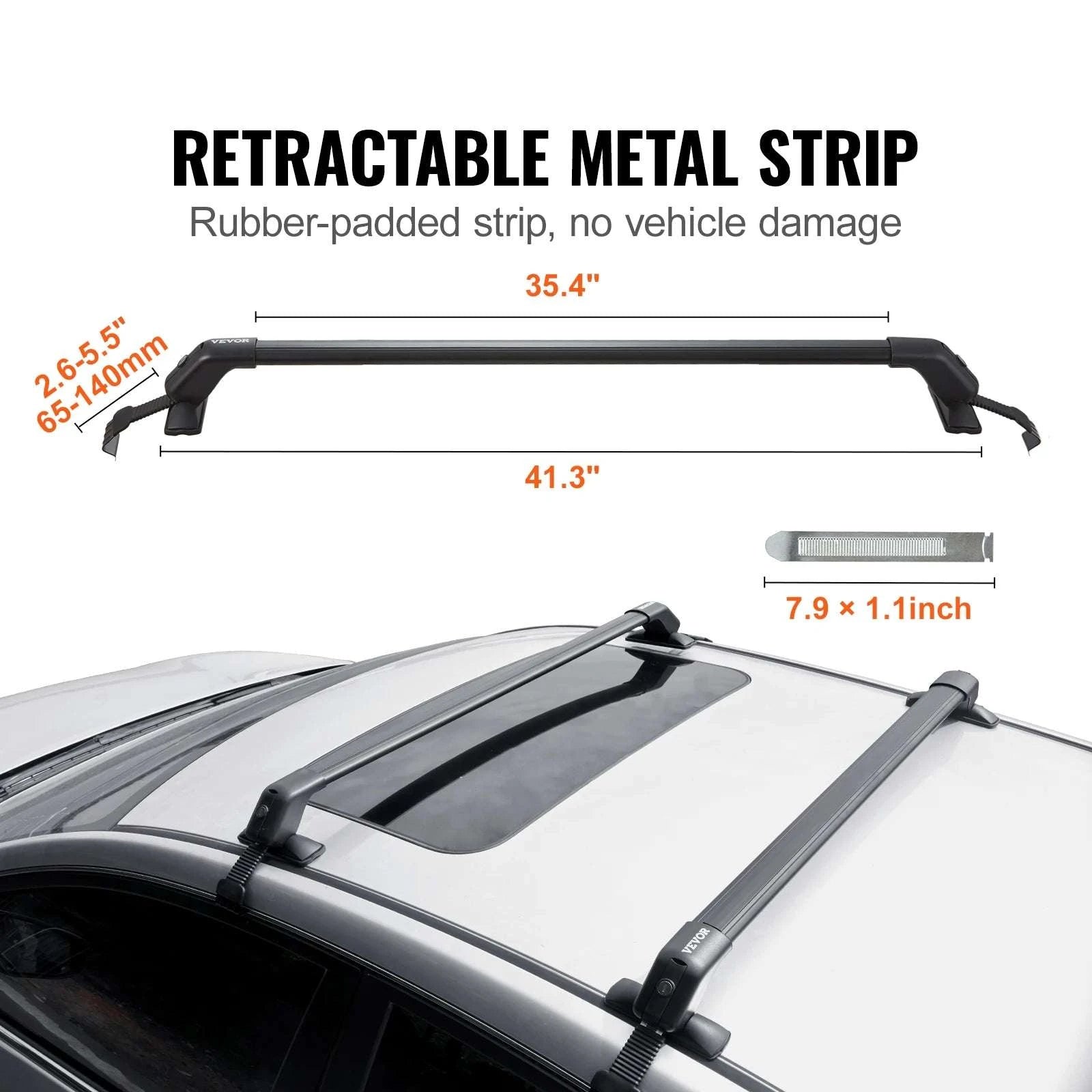 Barras Transversales Ajustables para Portaequipajes de Techo de Aluminio con Carga de 155 lbs y Cerradura