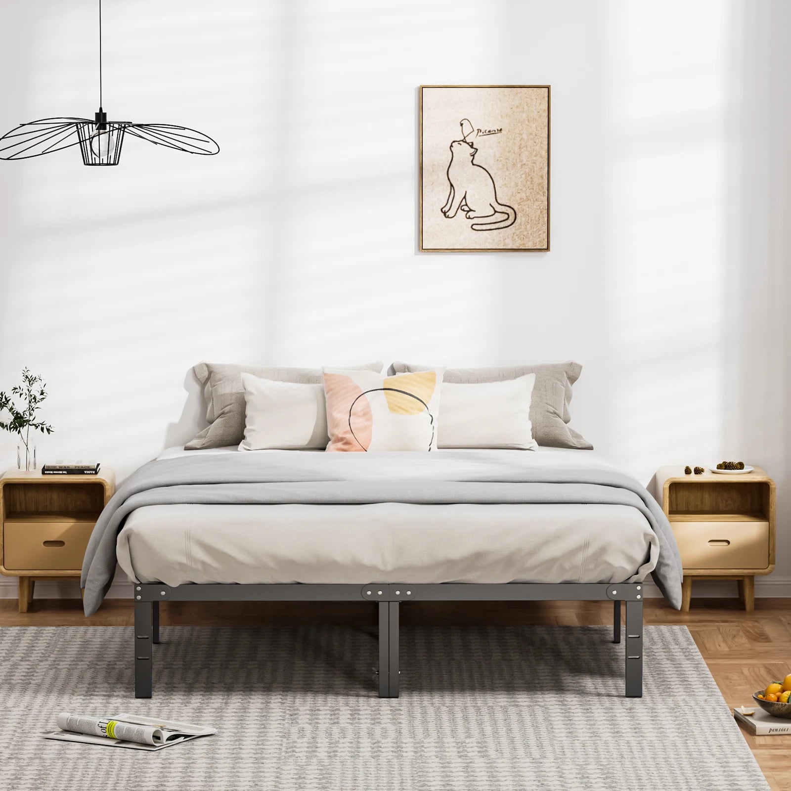 18 Inch Metal Platform Bed Frame with Storage Space & Steel Support