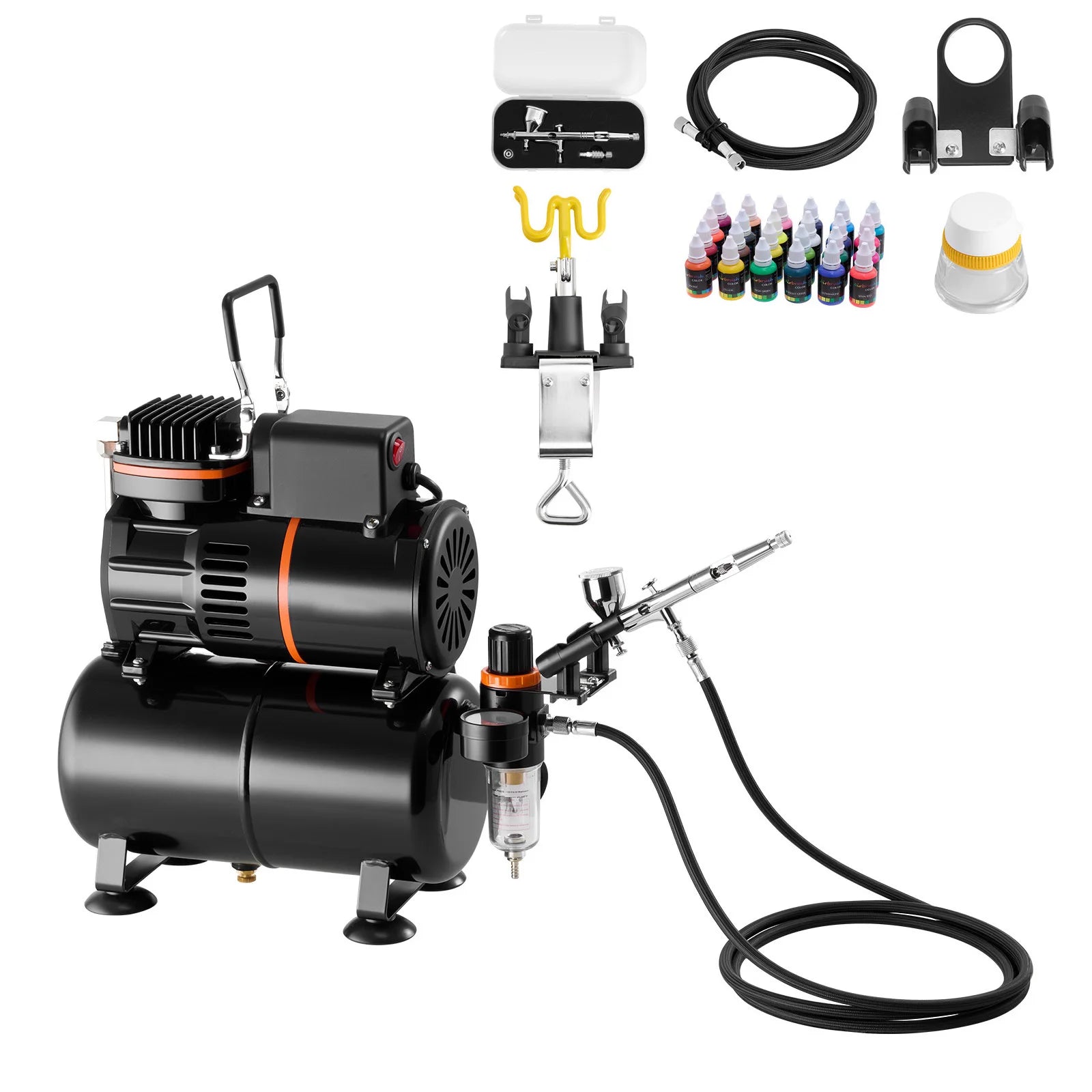 Kit Airbrush SucceBuy Air with Compressore e Serbatoio 1 Pennello a Doppia Azione con 1 Puntale per Decorazione di Torte e Nail Art
