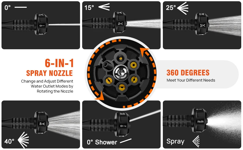 Nettoyeur haute pression sans fil avec batterie 4,0 Ah et buse 6-en-1