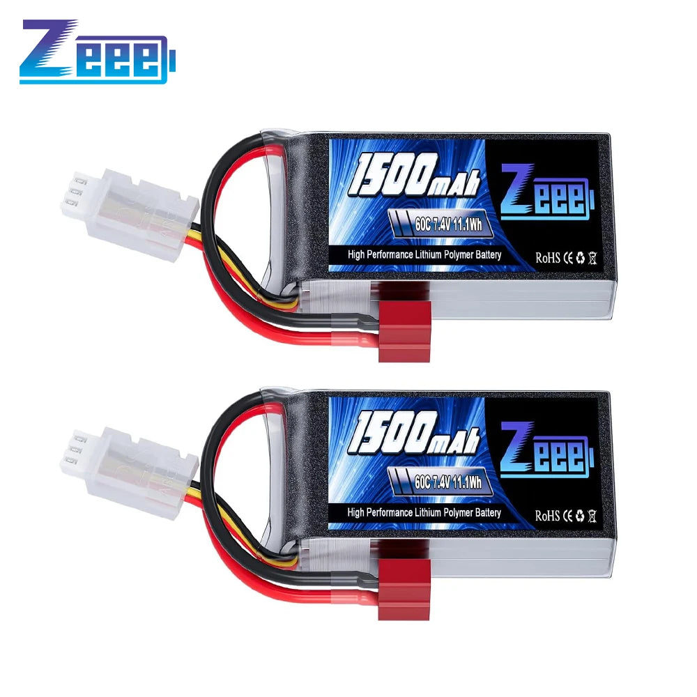 Zeee 2S 1500mAh 7.4V 60C LiPo bateriový balíček (2 ks, Deans konektor)