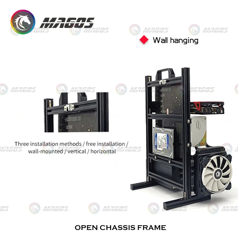 Open Frame Aluminum PC Case for ITX/MATX/ATX Builds