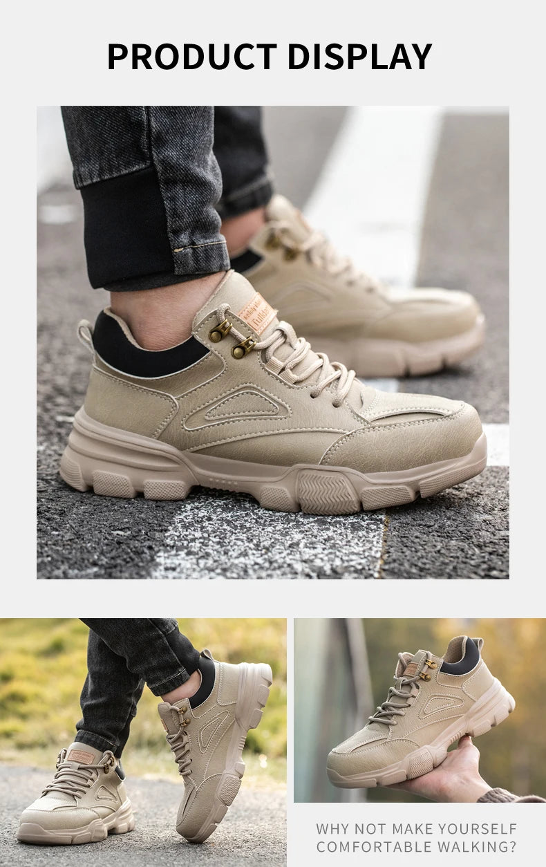 Safety Shoes Men Steel Toe Work Shoes Anti-smash Anti-puncture Indestructible Shoes Protective Boots Tactical Boots 