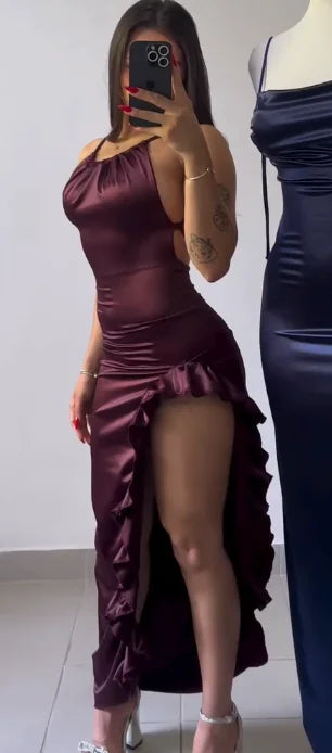 2024 Europe and the United States explosive new cross-border dress summer senior sense Y2K sexy halter Spice Girl dress 